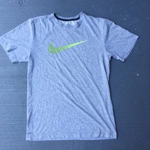 grey and lime green nike shirt